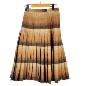 Vintage 60s Virgin Wool Pleated In'N Outer Reversible Skirt Black Bronze Size 10